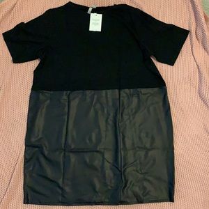 ASOS Curve faux leather mix shirt dress